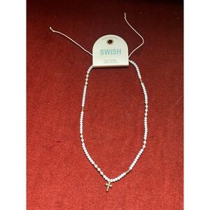 NWT Swish Beaded Necklace Religious Cross Dangle Adjustable